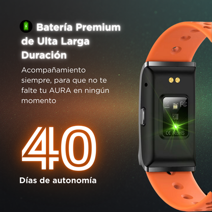 Aura Smart Band Pro -  Pulsera Fit Inteligente de Frecuencia Cardíaca, Estrés y GPS